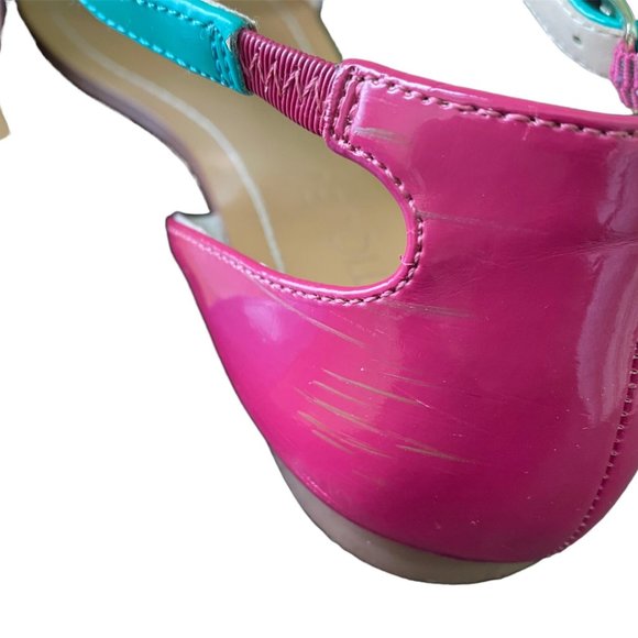 Boutique 9 T-Strap Flat Thong Sandals Teal/Blue/Pink Summer Spring Beach | Sz 9M - Picture 6 of 11